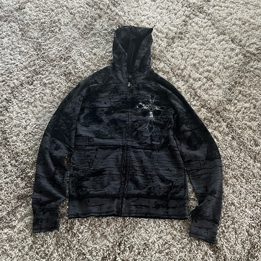 Xtreme couture by Affliction cross zip up hoodie